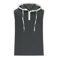 thumbnail image 5 of Wyobmus Men's Workout Hooded Tank Tops Bodybuilding Muscle Button-Up T-Shirt Lightweight Form Fit Sleeveless Gym Hoodies Gray, 5 of 7