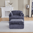 thumbnail image 3 of Gewnee Convertible Compressed Corduroy Armchair with Ottoman - Modern for Small Spaces, Living Room, Dorm, Apartment, 3 of 14