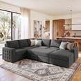 thumbnail image 4 of Marrber Modular Sectional Pull-Out Sofa Bed U-Shaped  Linen Couch Bed with Storage for Living Room, Gray, 4 of 10