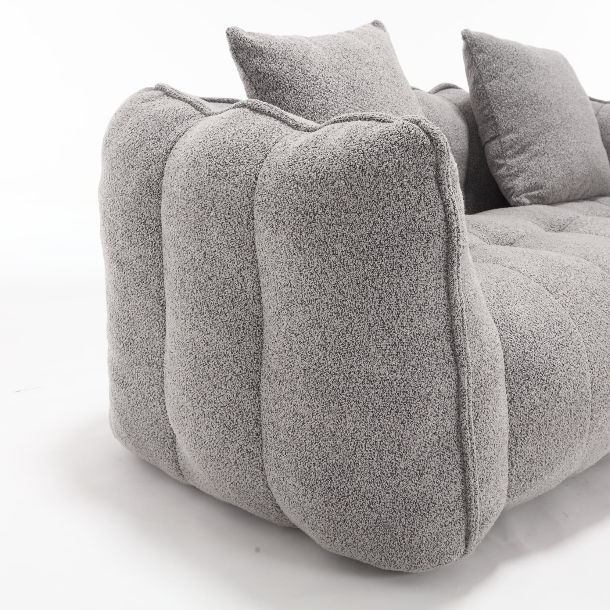 Aukfa 65" Compressed Loveseat Sofa for Living Room,No Assembly Required, 2 Pillow, Chenille, Gray