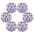 thumbnail image 3 of Round Placemats Set of 1 Heat Resistant Washable Kitchen Table Decorations 15.4in Cute Cartoon Purple Tulips, 3 of 7