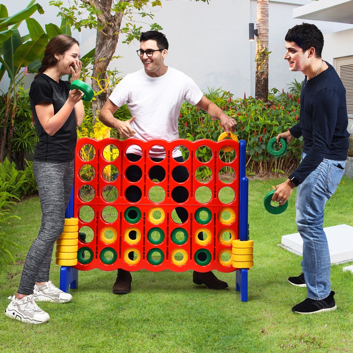 3.6 Feet Tall Large Indoor and Outdoor Floor Activity for Kids and Adults TOBBI Jumbo 4-to-Score Giant Game Red and Blue