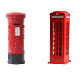 thumbnail image 1 of Caja de teléfono con decoración de Londres de 18cm, caja de efectivo, decoración de buzón, alcancía, decoración de artesanía de Metal (2 piezas) brillar Electrónica, 1 of 5