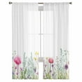 thumbnail image 3 of Spring Floral Sheer Curtains 96 Inches Long 2 Panels Set, Window Sheer Curtains for Living Room/Bedroom, Watercolor Botanical Summer Elegant Light Filtering Rod Pocket Curtain 52'' x 96'' x 2, 3 of 7