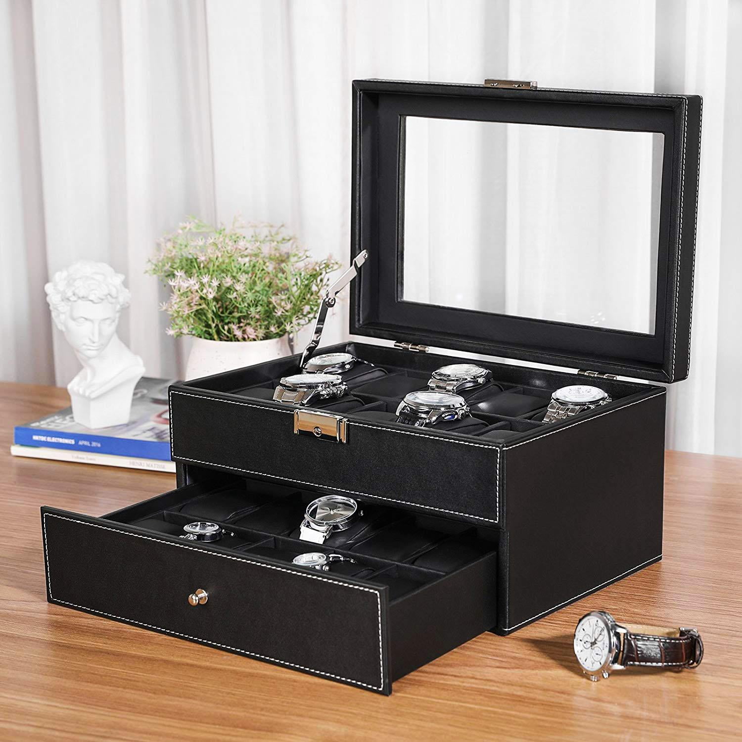 Ktaxon Ktaxon Organizer Lockable Box for 20 slots Mens Watch Display