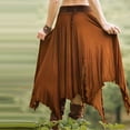 thumbnail image 3 of Levmjia Women Maxi Skirt High Waisted Solid Color Flowy Split Hem Bohemian A Line Midi Skirt Irregular Large Swing Casual Outfit Beach Vacation, 3 of 4