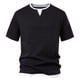 thumbnail image 2 of pstuiky camiseta de hombre, Camiseta básica de manga corta para hombre, de talla grande, con cuello doble, holgada, de color liso camisetas de hombre m, 2 of 4