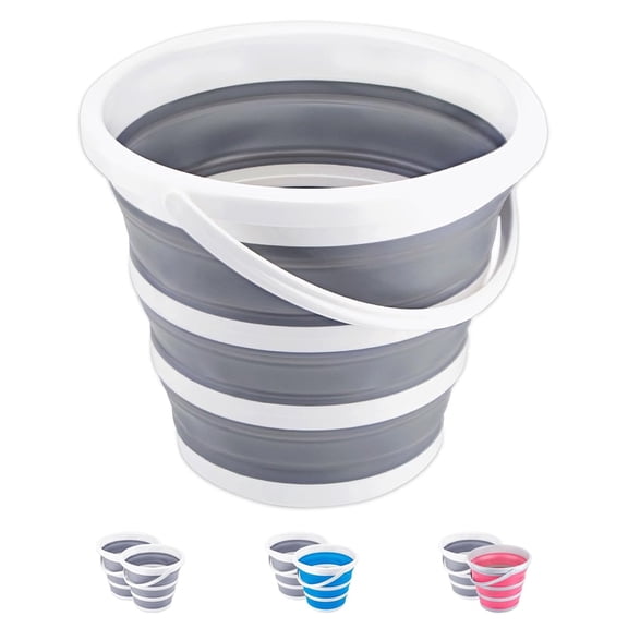 Sasio Collapsible Bucket 10L 2.6 Gallon Cleaning Bucket Mop Bucket Folding Foldable Portable Small Plastic Water Supplies for Outdoor Garden Camping Fishing Car Wash Space Saving