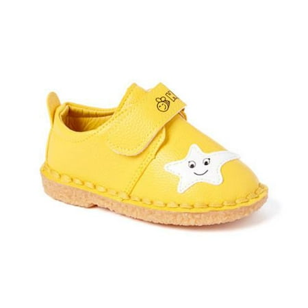 Little Girls Boys Yellow White Star Applique Strap Sneakers 5-10 Toddler
