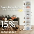 thumbnail image 4 of AECOJOY 8-Tier Rotating Shoe Rack, 360° Spinning Organizer for Closet Storage, White, 4 of 9