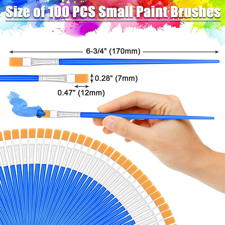 TOSEERY 100pcs Paint Brushes Bulk Small, Paint Brushes for Kids Fine Paint Brushes Set Detail Paint Brushes for Classroom Model Canvas Face Nail Art Acrylic