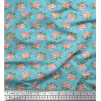 Soimoi Cotton Duck Fabric Check,Leaves & Rose Floral Fabric Prints by Yard 42 Inch Wide