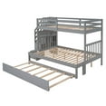 thumbnail image 5 of Newest Twin over Full Bunk Bed with Trundle & Storage Staircase, Classic Solid Wood Frame with Drawers, Gray, 5 of 13