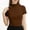 Brown, variant on Womens Short Sleeve Mock Neck Top Form Fitting Design Stretchy Fabric Casual Silhouette for Night Out Brown S