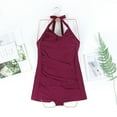 thumbnail image 3 of SWSMCLT Women's One Piece Bathing Suit Beach Padded Fashion Swimsuit Swimsuit Full Coverage Swimming Boyleg Burgundy Large, 3 of 4