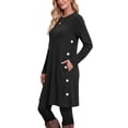thumbnail image 5 of Fantaslook Long Sleeve Womens Dresses Crew Neck Buttons Tunic Sweater Dress with Pockets, 5 of 11