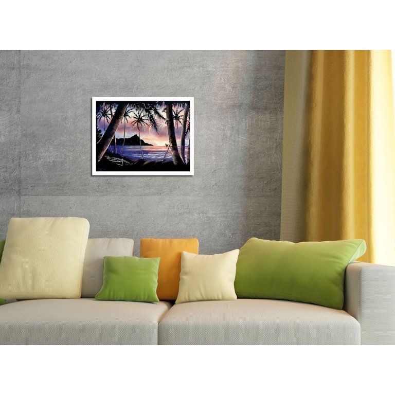 Sunrise Over Diamond Head - Vintage Hawaiian Black Velvet