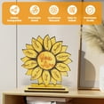 thumbnail image 5 of Wooden Sunflower Plaque Decor Wood Sunflower Desk Decor Home Tabletop Ornament for Desktop Bookshelf Classroom Present, 5 of 11