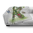 thumbnail image 3 of Letter R Soft Flannel Fleece Blanket, Uppercase R with Flora and Fauna Wildflowers Daisies Butterflies and Grass, Cozy Plush for Indoor and Outdoor Use, 70" x 90", Green Multicolor, by Ambesonne, 3 of 6