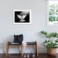 thumbnail image 3 of Art.com A Free Flying White Dove Isolated On A Black Background Art Print by Irochka, White Frame Wall Art, 29" x 23", 3 of 5