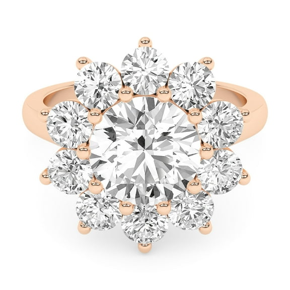 AFFY Floral Style Engagement Ring For Women, 3.00 Carat (ctw) Lab Created Moissanite Halo Promise Ring For Her In 14k Rose Gold Over Sterling Silver | VVS1 Quality Ring Size-10
