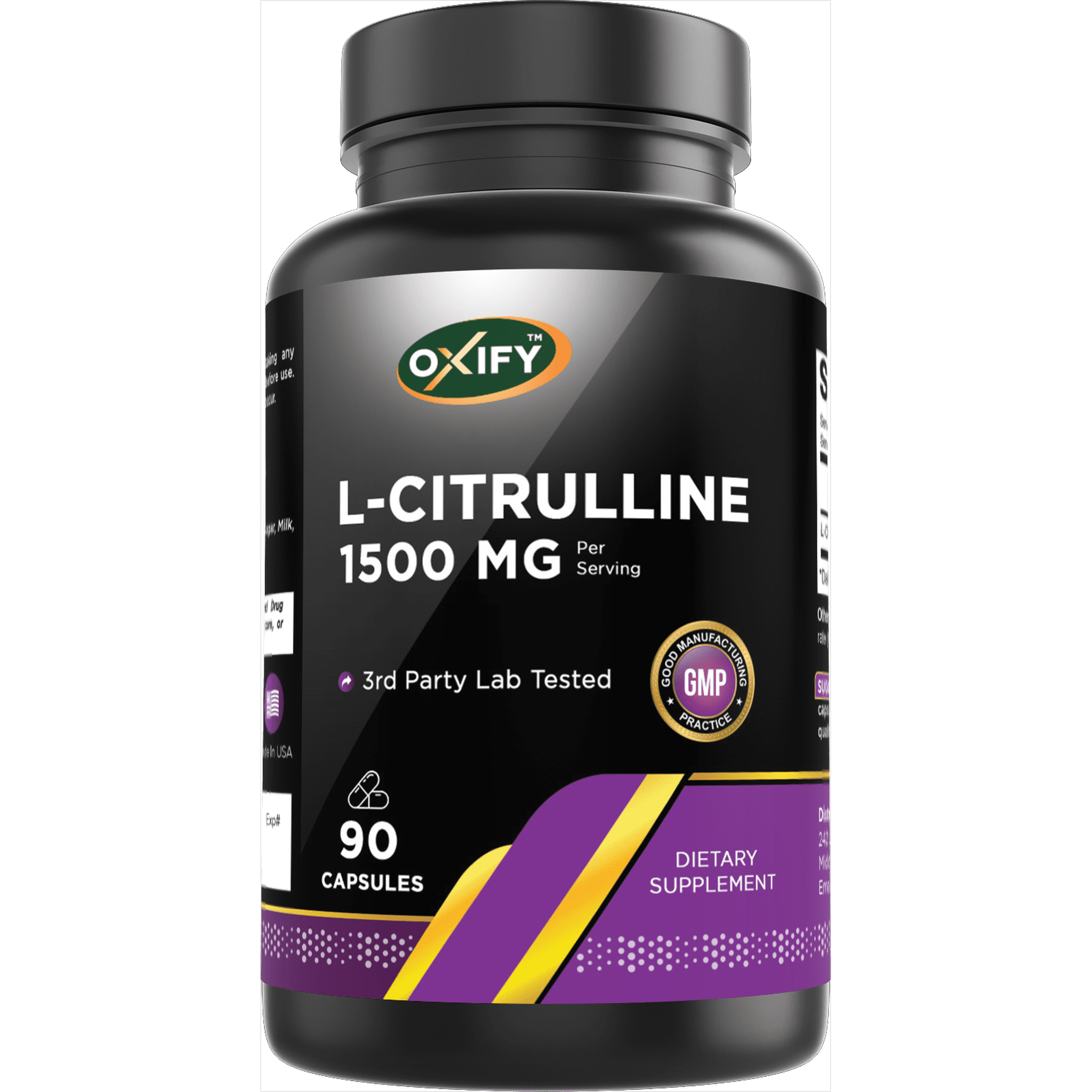 Oxify L-Citrulline 1500 mg | 90 Capsules | Gluten-Free, Non-GMO | Supplement Made in USA
