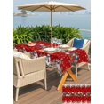 thumbnail image 4 of Outdoor Tablecloth with Umbrella Hole and Zipper, Christmas Red Rectangle Table Cloth 52x70 Inch Waterproof Tablecloth, Xmas Snowman Poinsettia Flower Winter Snowflakes Picnic Table Cover for Patio, 4 of 7