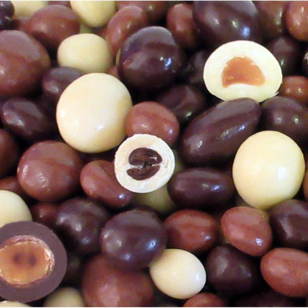Gourmet Chocolate Bridge Mix Medley by Its Delish – 5 LBS Bulk Bag – Dark, Milk, and White Kosher Dairy Chocolate Covered Peanuts, Almonds, Raisins, Espresso Beans, Cashews, Macadamia Nuts