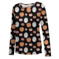 thumbnail image 5 of Camiseta de moda Sexy informal de Halloween para mujer, camiseta estampada de manga larga con cuello redondo y fruncido, blusa, Tops Pompotops FGAJ8010, 5 of 5