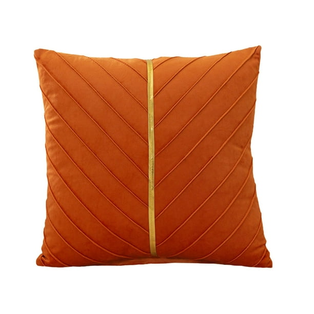 Lujosa funda de almohada de terciopelo 60x60cm con cuero de oro para sofá cama y sala de estar