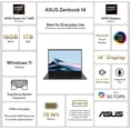 thumbnail image 2 of ASUS Zenbook 14 14” WUXGA OLED Touch Screen Laptop, Copilot+ PC, AMD Ryzen AI 7 445, AMD Radeon Graphics, 16GB RAM, 1TB SSD, Jade Black, 2 of 10