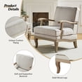 thumbnail image 6 of Tina's Home Farmhouse Accent Chair Set of 2, Upholstered Armchair with Solid Wood Legs, Removable Cushion Comfy Reading Chair for Living Room Bedroom, Pewter, 6 of 12