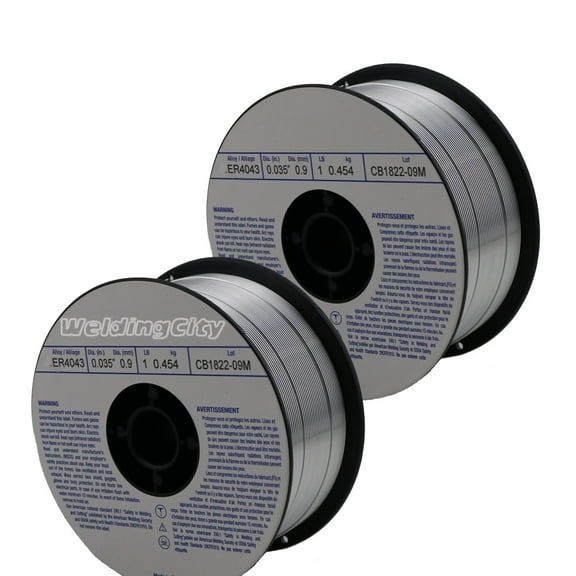 WeldingCity 2 Rolls of Aluminum MIG Welding Wire ER4043 1-Lb Spool 0.035" (0.9mm) | Pack of 2
