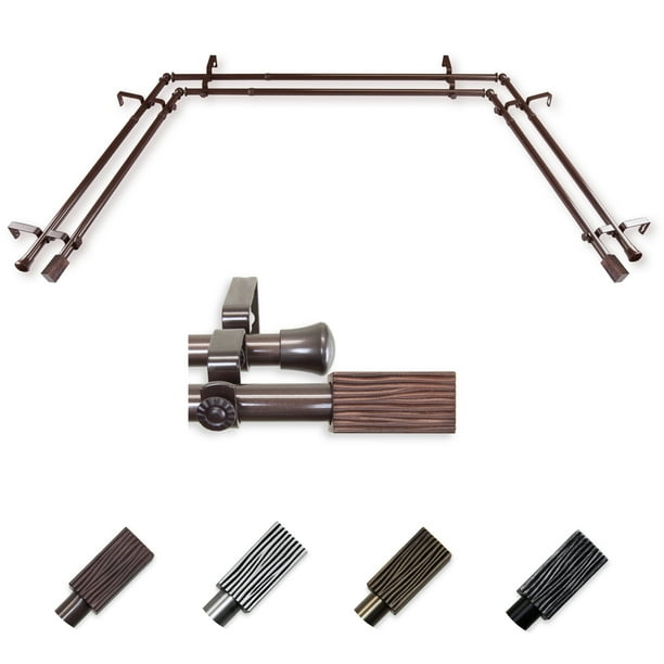 Britta 13 16 Bay Window Double Curtain Rod 20 36 38 72 Cocoa Com Bay Window Double Curtain Rod, Bay Window Double Curtain Rod