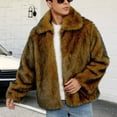 thumbnail image 5 of Winter Coats for Men Warm Faux Furry Coat Jacket Winter Turn Down Collar Outerwear Men Plus Size Winter Long Sleeved Cardigan, 5 of 9
