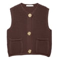 thumbnail image 5 of GPOECD Gilet Mode pour Femme en Crochet à Lacets avec Design Ajouré Café,S, 5 of 5
