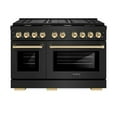 thumbnail image 2 of ZLINE Autograph Edition 48 in. 6.7 cu. ft. Paramount Double Oven Dual Fuel Range with 8 Burner Gas Cooktop in Black Stainless Steel and Polished Gold Accents (SDRBZ-48-G), 2 of 2