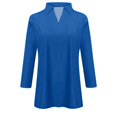 thumbnail image 4 of Resicozy Womens V Neck Polo Shirts 3/4 Sleeve Collared V Neck Tops Business Casual Summer Tops Trendy Loose Solid Color Shirt Blue L, 4 of 4