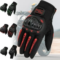 Touchscreen Motorcycle Gloves - Racing, Motocross & Bike Riding Gloves for 9.5-10cm Palm Width - Nylon, White/Red/Green - One Pair