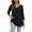 Black, variant on Womens V Neck 3/4 Sleeve Dressy Blouses Casual Loose Fit Tunic Tops Boho Business Blouses