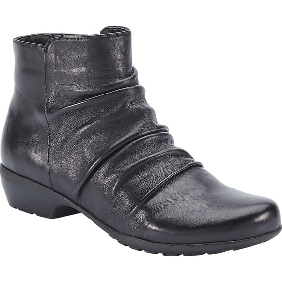 Women's Walking Cradles Esme Ankle Bootie Black Leather 8.5 XW