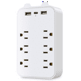 thumbnail image 1 of 9-In-1 Surge Protector 6-Outlet Extender with 3 USB Ports Power Strip Plug Outlets Wall Adapter Spaced US Plug, 1 of 6