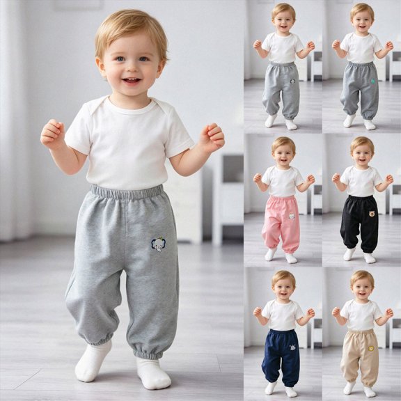 Toddler 18-24 Months Boys Cargo Joggers Pants Drawstring Jogging Pants Elastic Waist Trousers 6-12 Months 12-24 Months 2T 3T 4T 5T 6T 7T 8T 9T Children Beige School Uniform Pants
