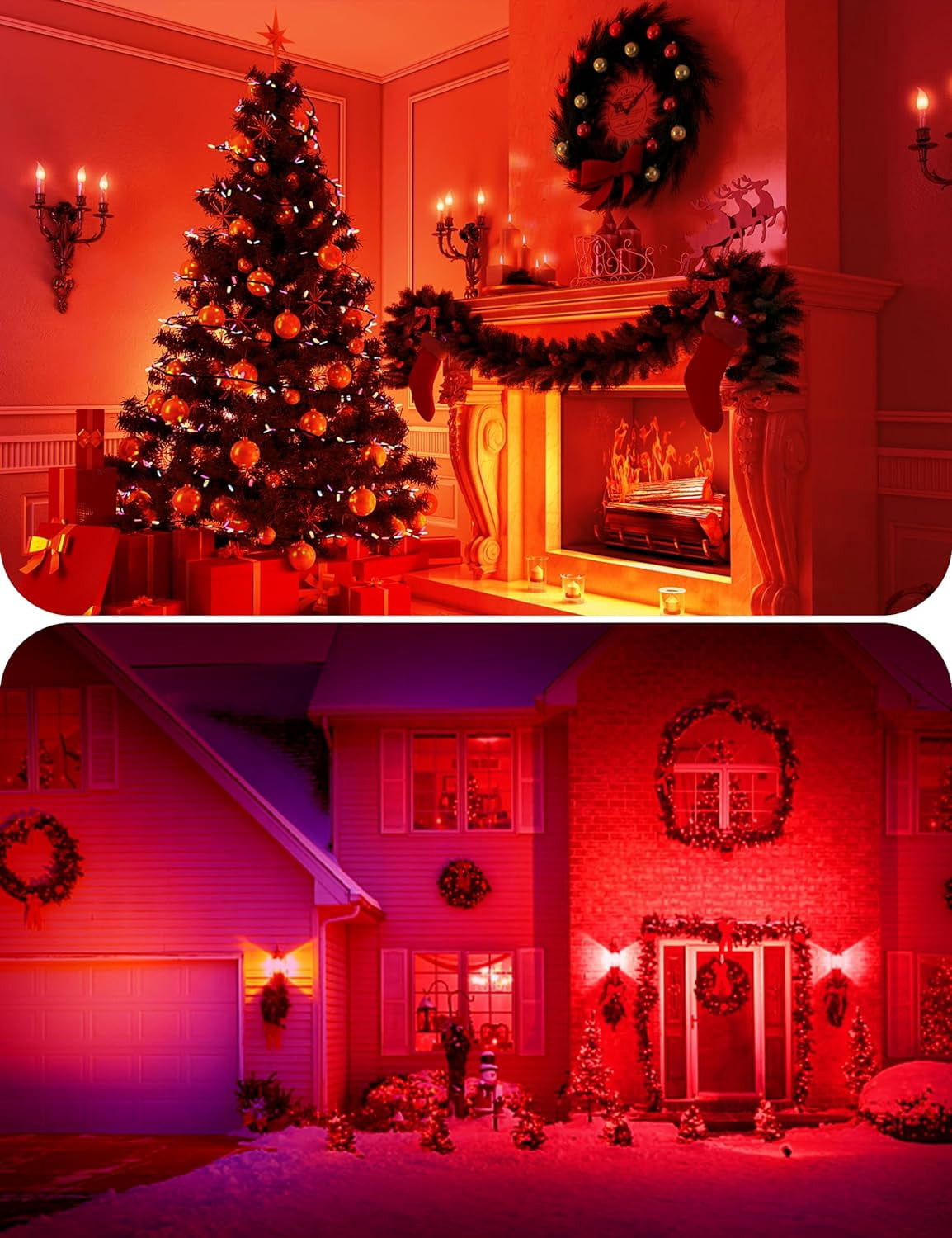 Red Light Bulbs [ 4 Pack] Christmas Light Bulbs 9W (60W Equivalent) A19 LED Red Light Bulb Indoor/Outdoor, E26 Base Non-Dimmable,720LM Porch Light for Christmas Day Decorations