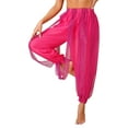 thumbnail image 2 of Aislor Women's Belly Dance Bloomers Trousers Sequins Dots Chiffon Pants Party Club Wear Hot Pink One Size, 2 of 7