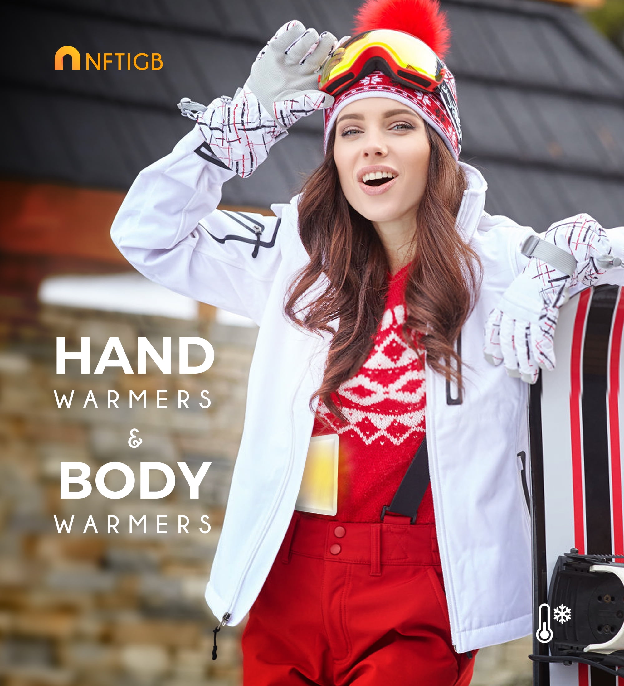 NFTIGB Body Warmer Hand Warmers with Adhesive Backing, Disposable 85Pcs, Long Last Safe Heated 12H