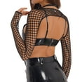 thumbnail image 3 of Alvivi Women's Mesh Crop Tops Long Sleeve Sheer Top Swim Beach Cover Up Black 3XL, 3 of 7