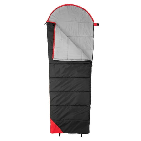 Slumbertrek Micro Tapered Sleeping Bag, Minimum Temperature +10oC / +54oF, Product Size 31.5x84 in, Black Red Color