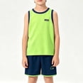 thumbnail image 6 of Amidoa Girls Summer Outfits 2 Piece Short Sleeve T Shirt Solid Color Cute Top and Casual Shorts Kids Clothing Sets,Green Size 8, 6 of 9
