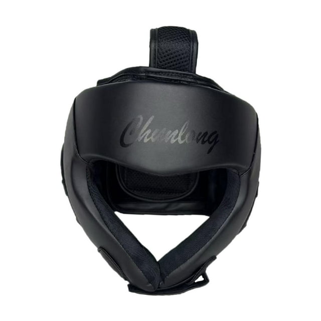 Casco de entrenamiento de boxeo Casco transpirable en la frente del engranaje y la protección del oído para los entusiastas MMA SANDA Men Wrestling Negro
